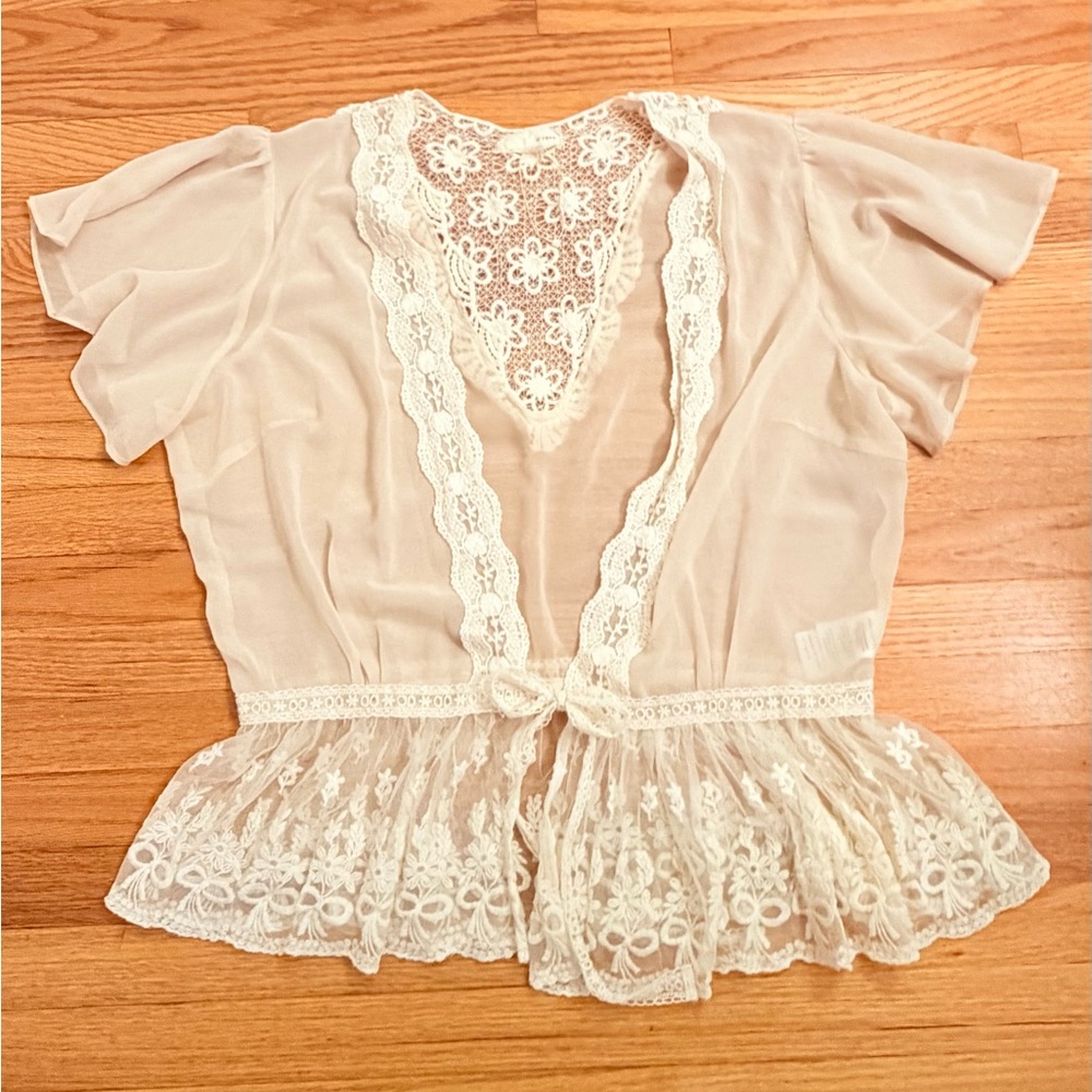 A'Reve Cream Lace Detail Boho Blouse